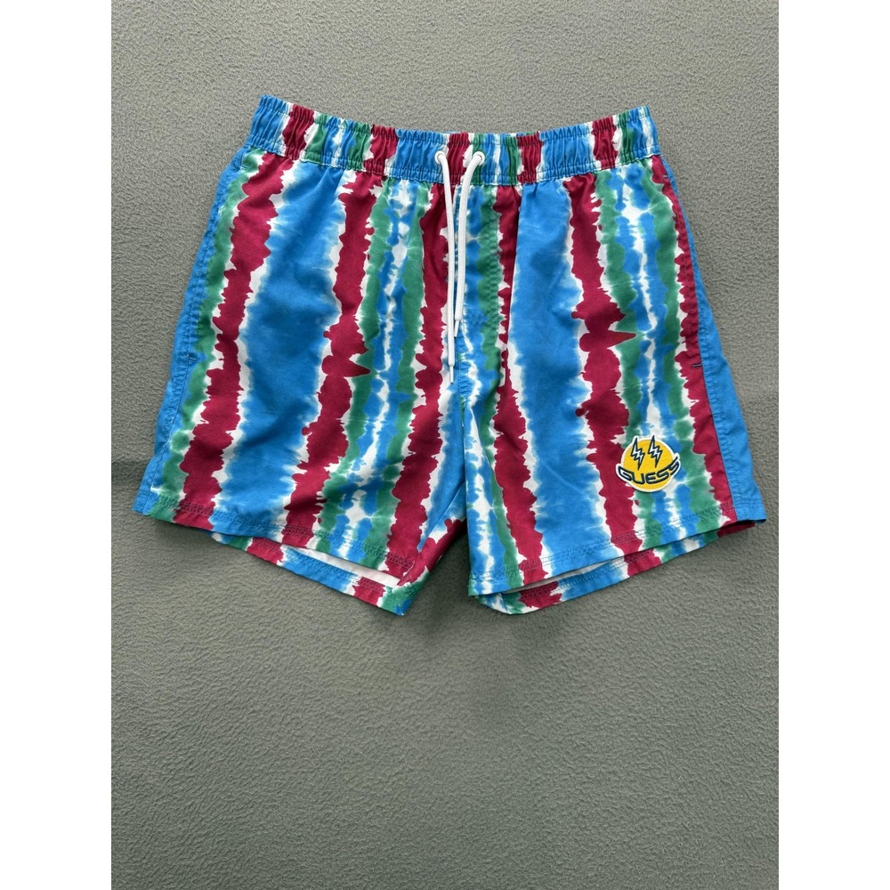 Guess J Balvin Swim Shorts Mens Medium Multicolor Tie Dye Trunks Lined Quick Dry